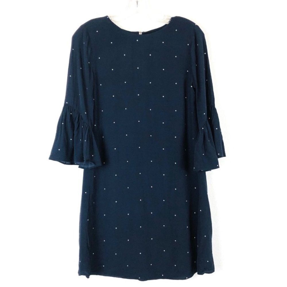 Vince camuto blue polka‎ dot dress with bell sleeves 12